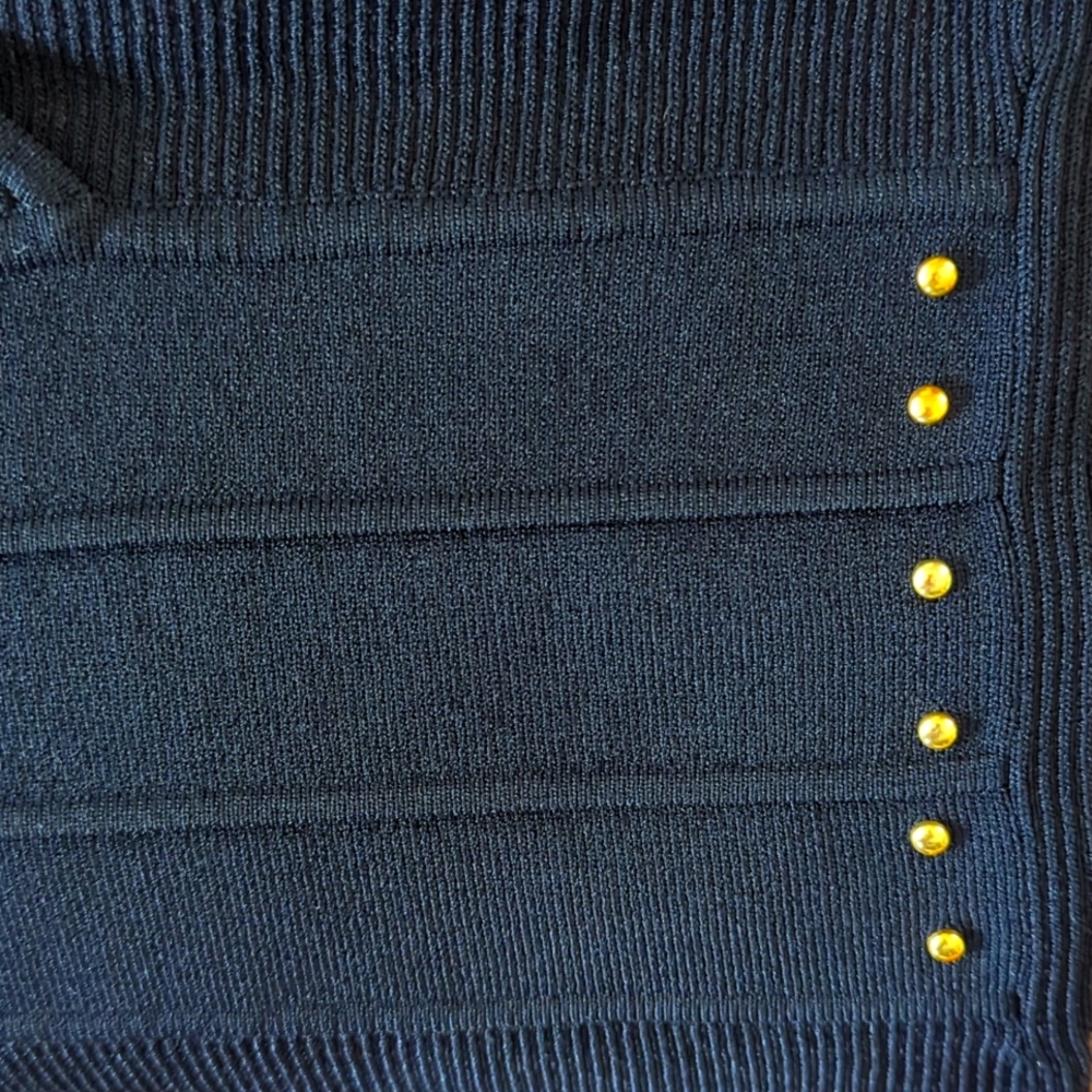 Evie Ribbed Knit Wrap Style Tank Top Embellished MEDIUM Black - Picture 6 of 14